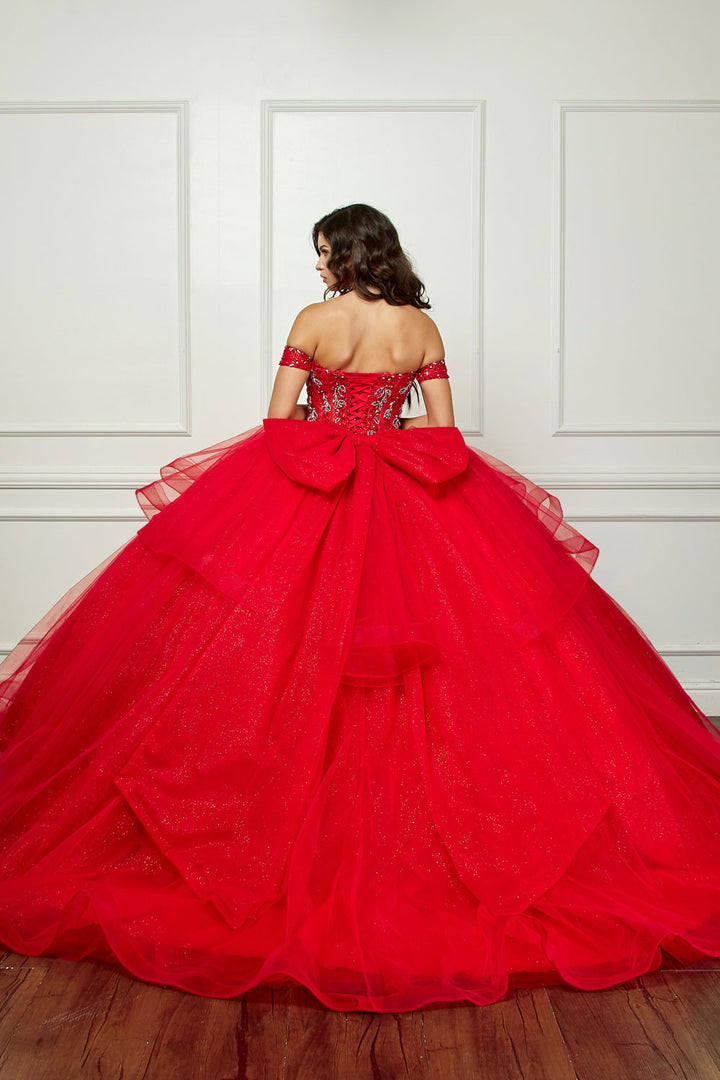 Off Shoulder Bow Ball Gown by Petite Adele PQ1063