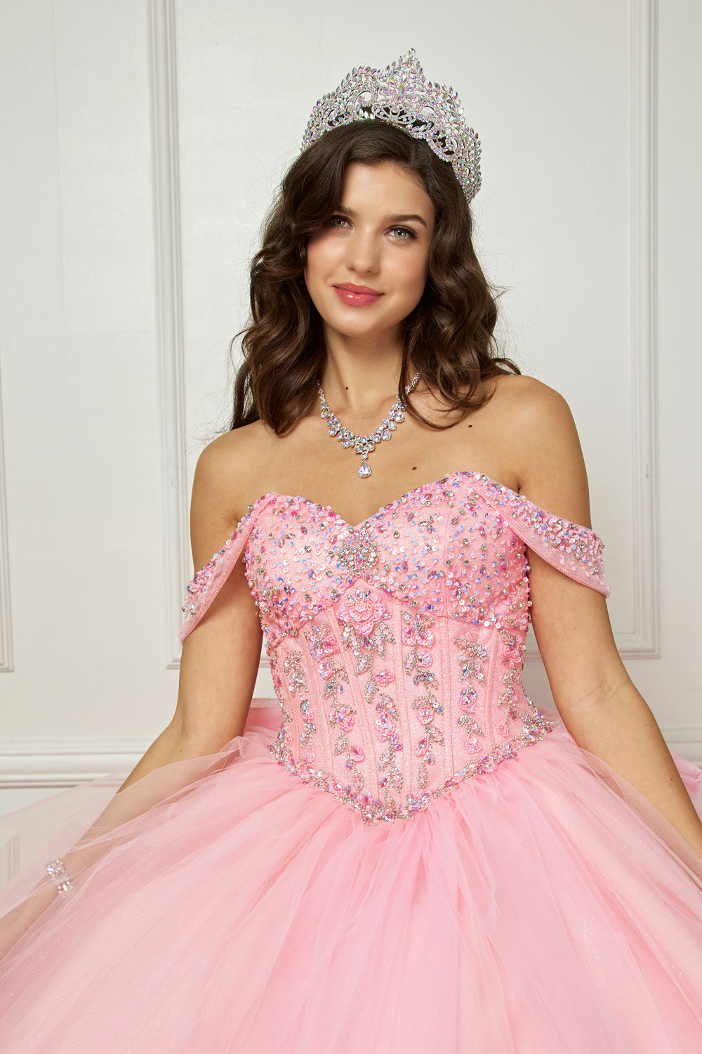 Off Shoulder Bow Ball Gown by Petite Adele PQ1063