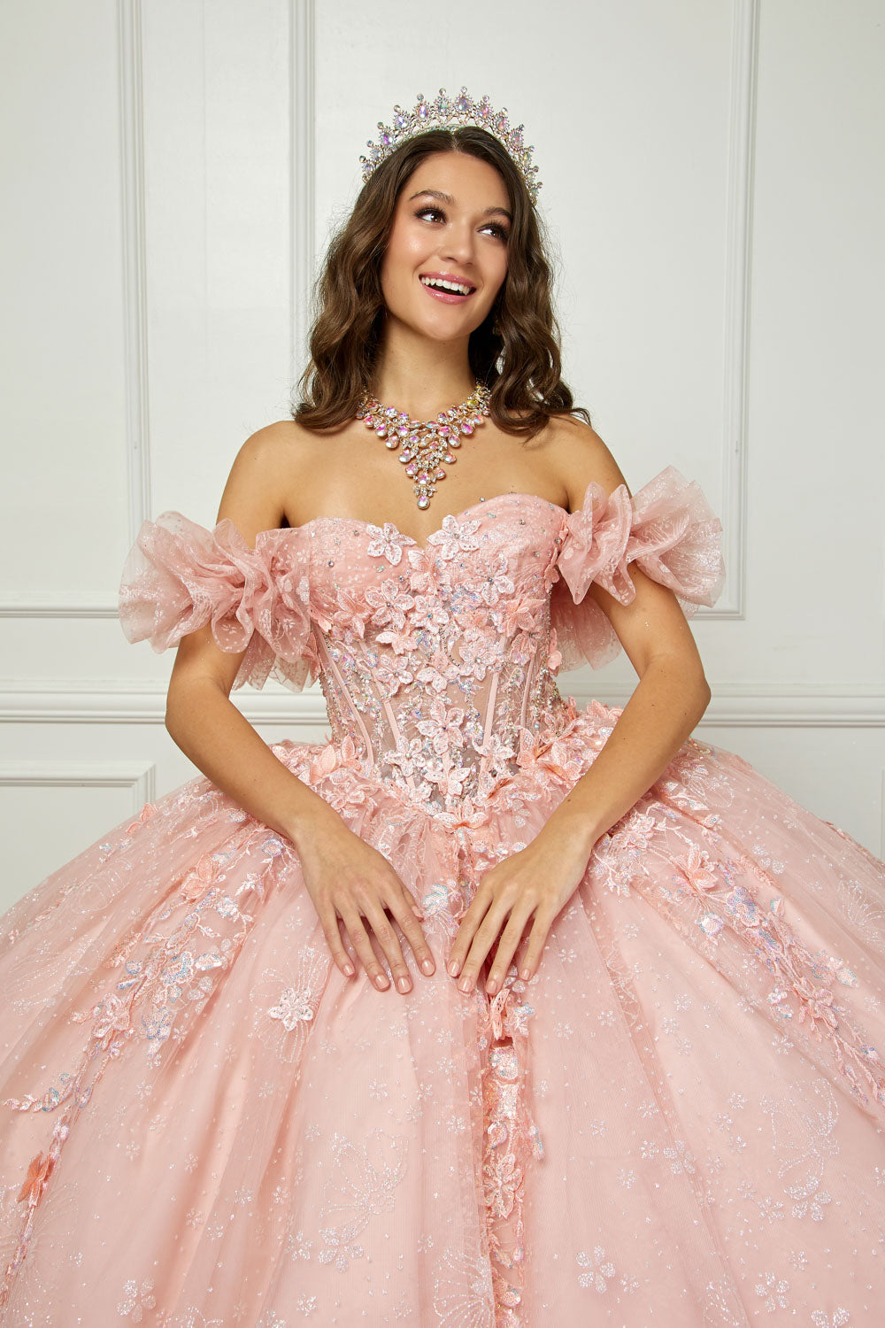 3D Floral Sweetheart Ball Gown by Petite Adele PQ1064