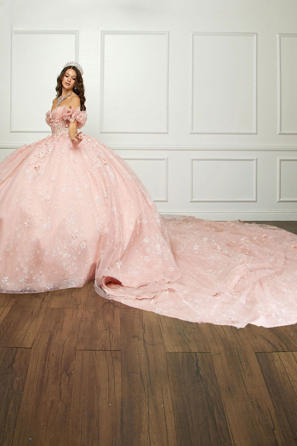 3D Floral Sweetheart Ball Gown by Petite Adele PQ1064