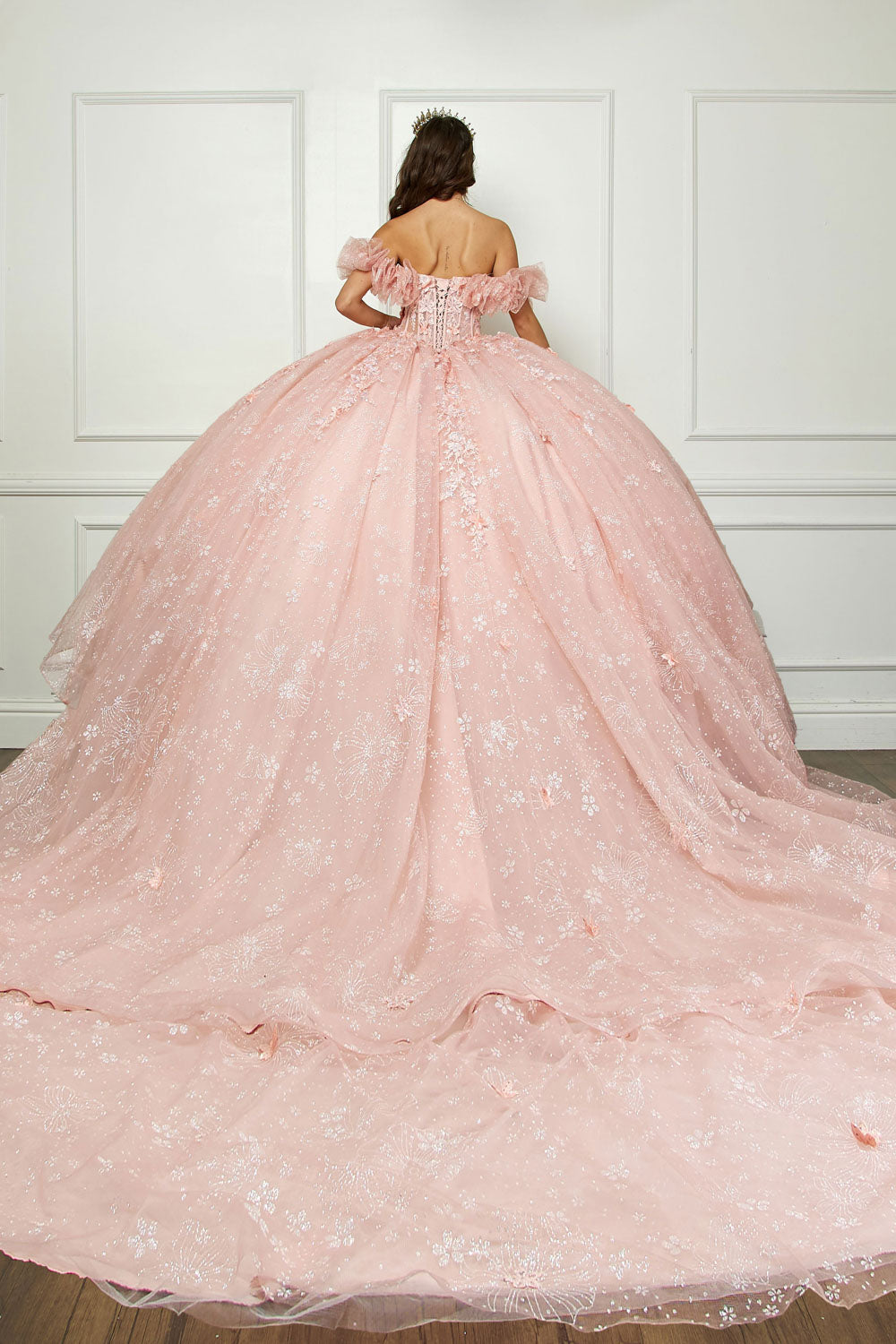 3D Floral Sweetheart Ball Gown by Petite Adele PQ1064