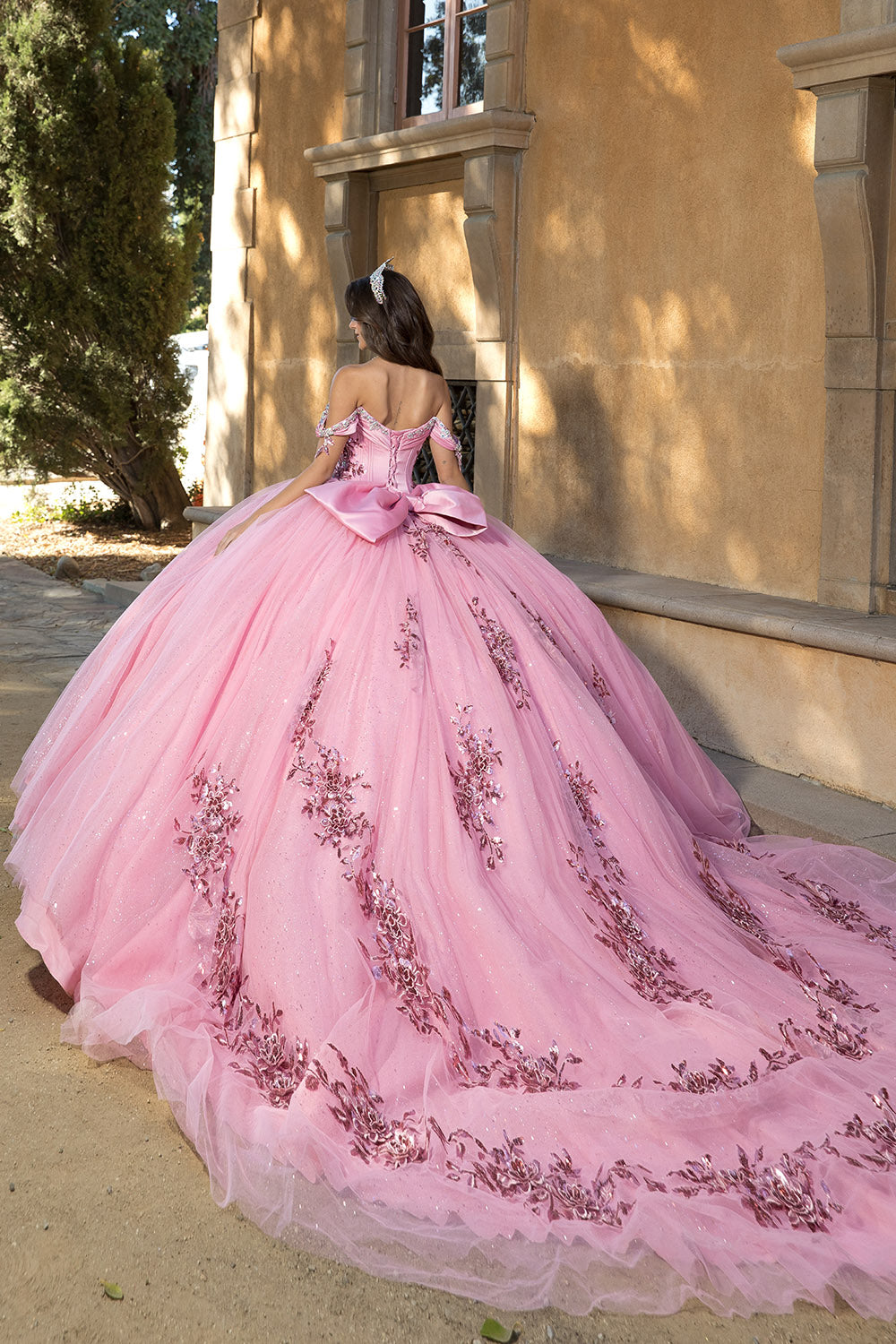 Off Shoulder Bow Ball Gown by Petite Adele PQ1072