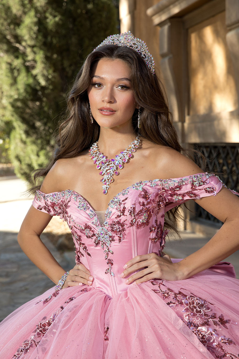 Off Shoulder Bow Ball Gown by Petite Adele PQ1072