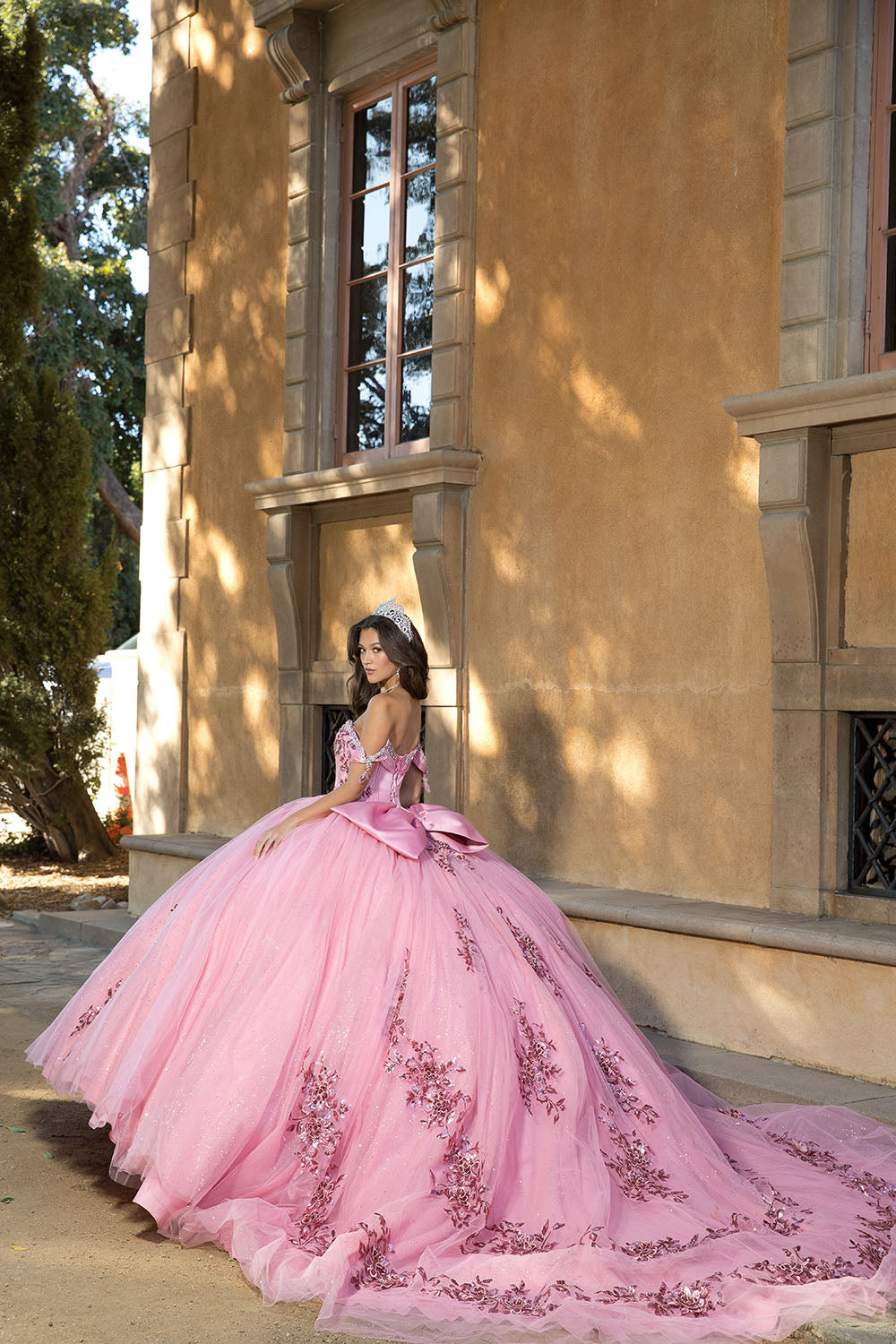 Off Shoulder Bow Ball Gown by Petite Adele PQ1072