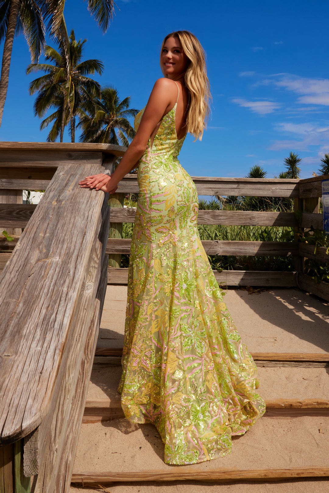 Sequin Print Sleeveless Gown by Nox Anabel Q1540