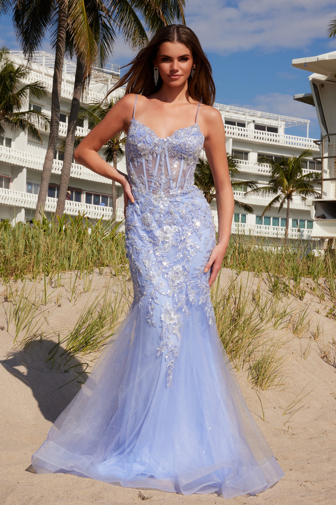 Sequin Applique Mermaid Gown by Nox Anabel Q1541