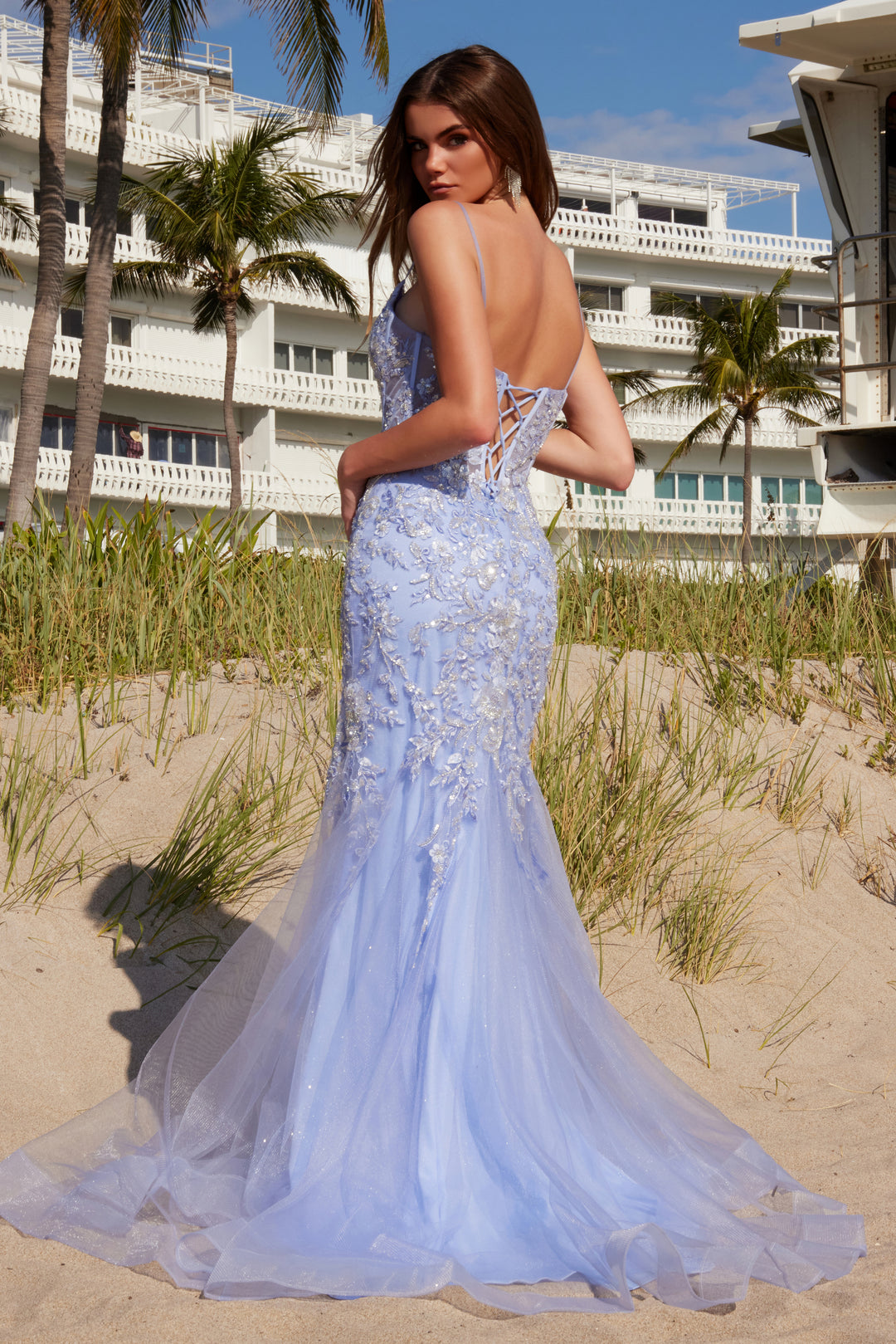 Sequin Applique Mermaid Gown by Nox Anabel Q1541