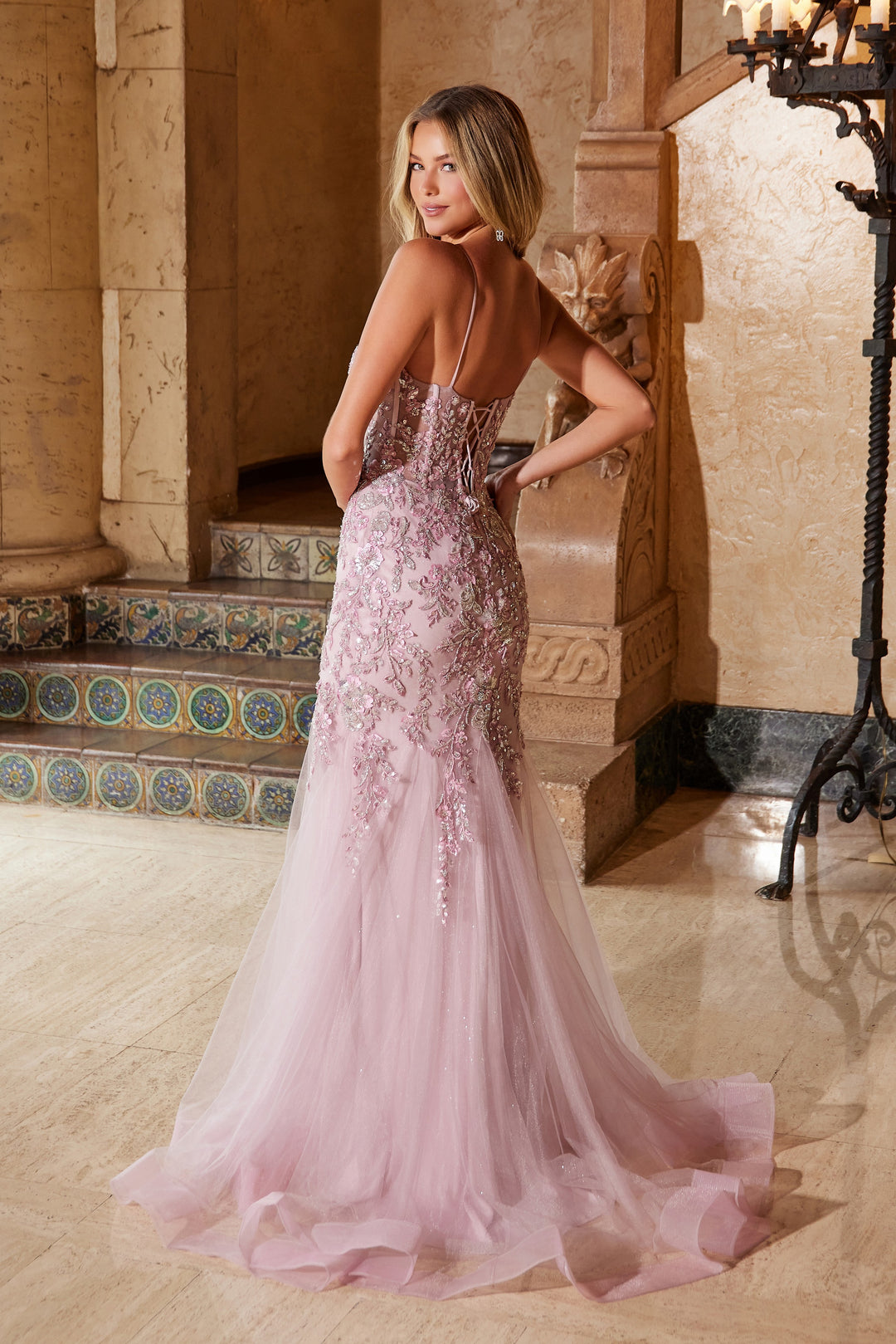 Sequin Applique Mermaid Gown by Nox Anabel Q1541