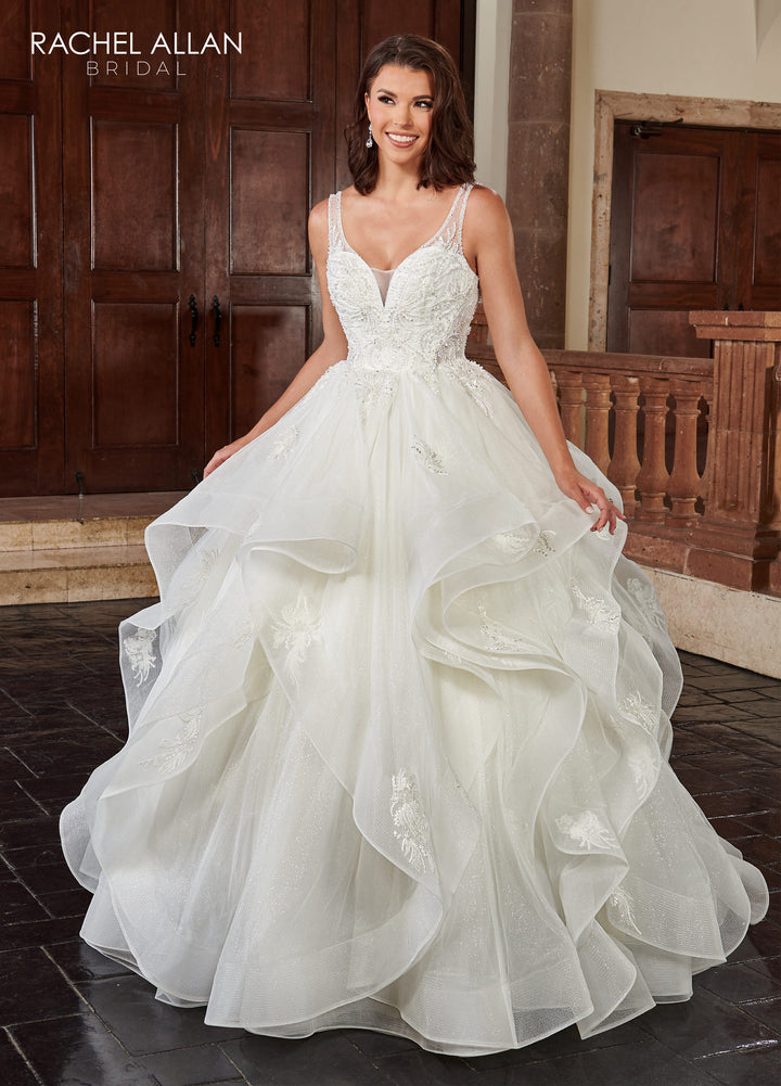 Sleeveless Ruffled Wedding Gown by Rachel Allan RB6113