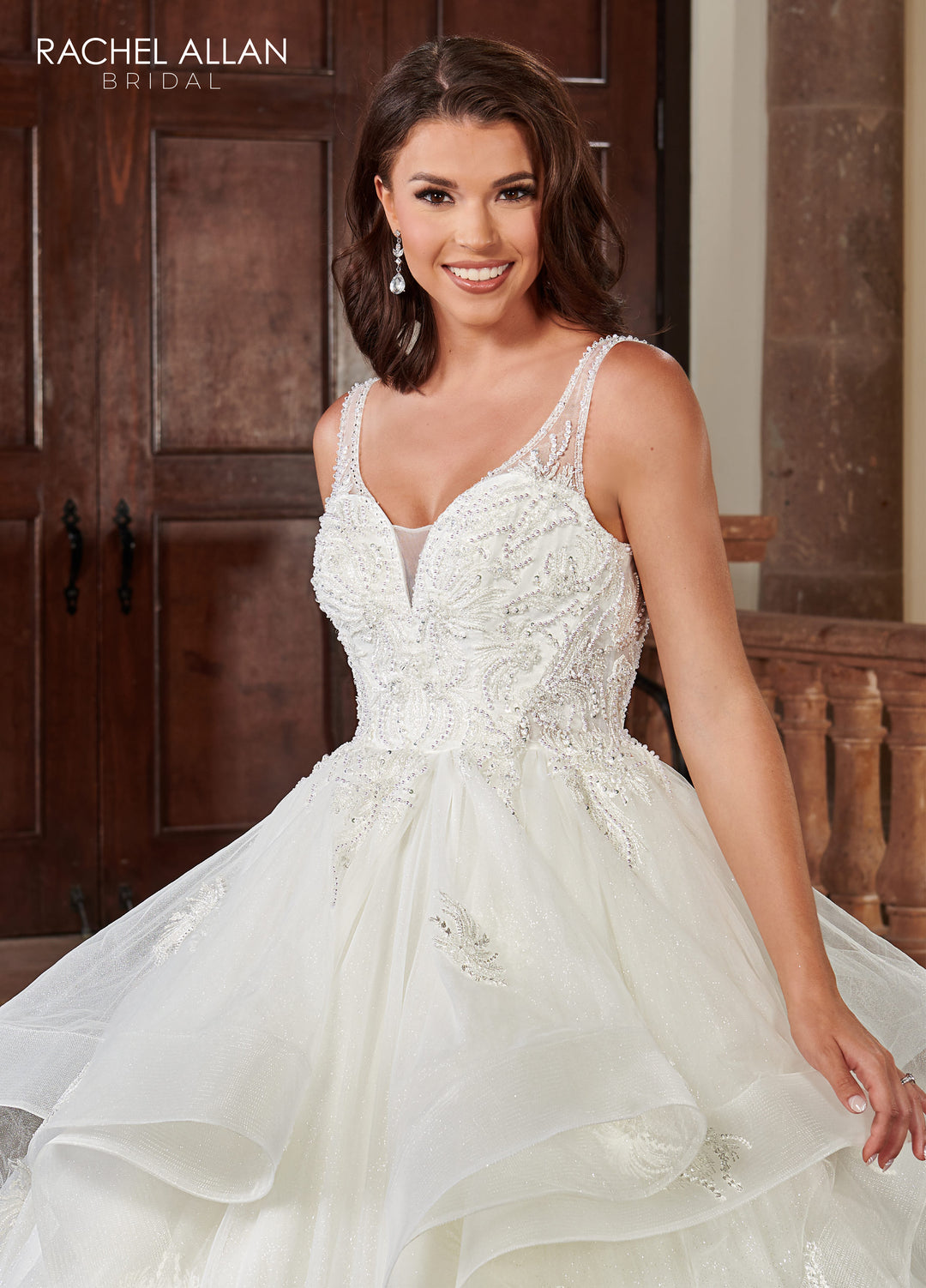 Sleeveless Ruffled Wedding Gown by Rachel Allan RB6113