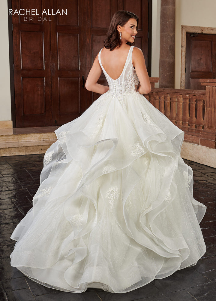 Sleeveless Ruffled Wedding Gown by Rachel Allan RB6113