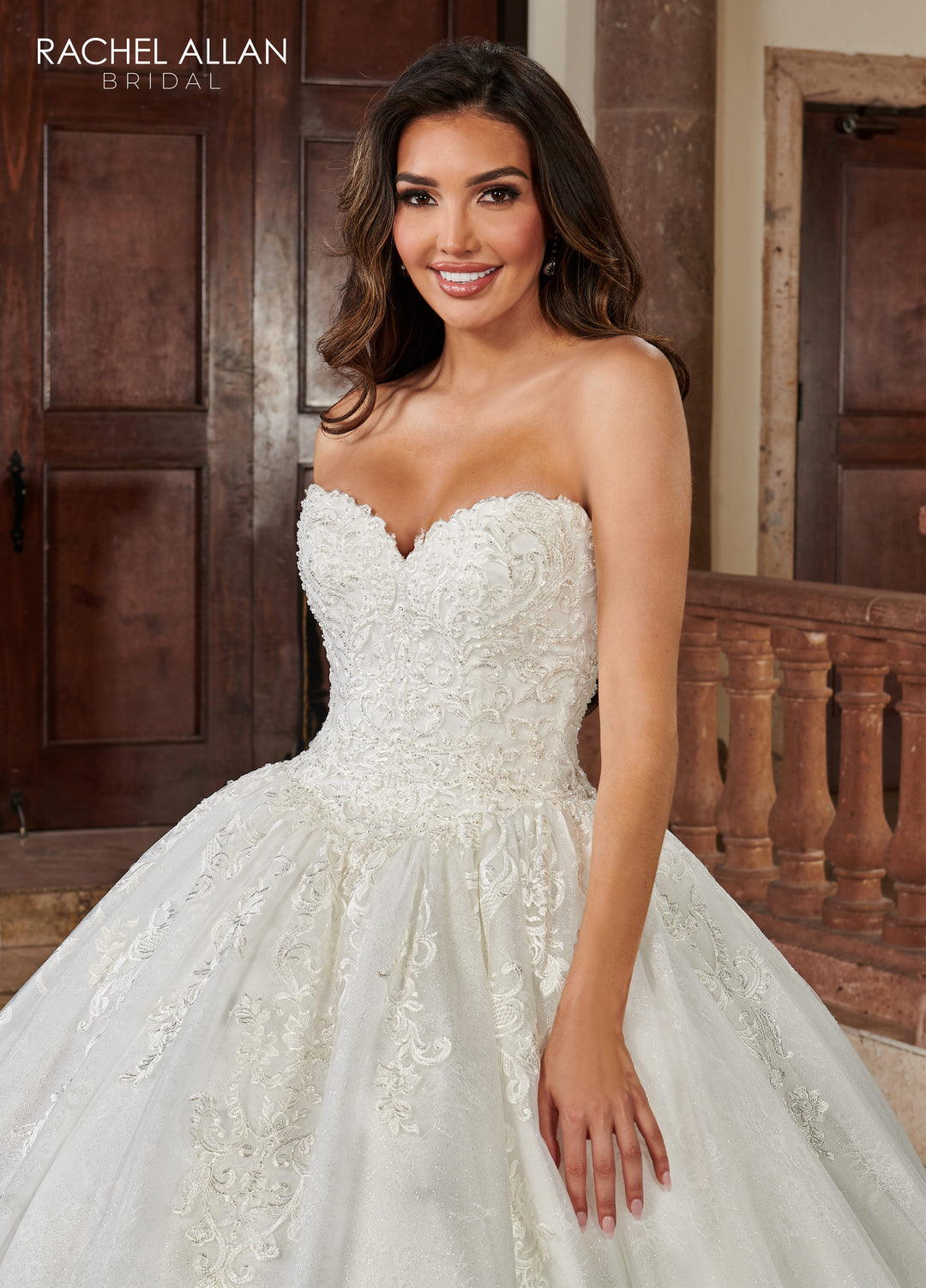 Strapless Puff Sleeve Bridal Gown by Rachel Allan RB6114