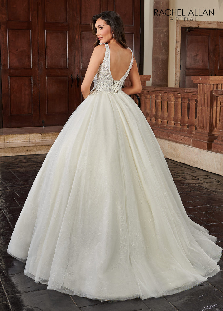 Sleeveless Cape Wedding Gown by Rachel Allan RB6116