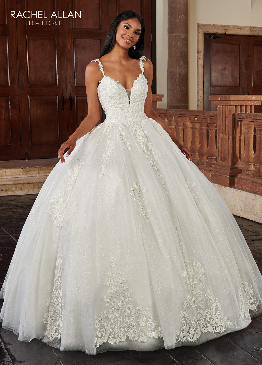 Applique Sweetheart Wedding Gown by Rachel Allan RB6118