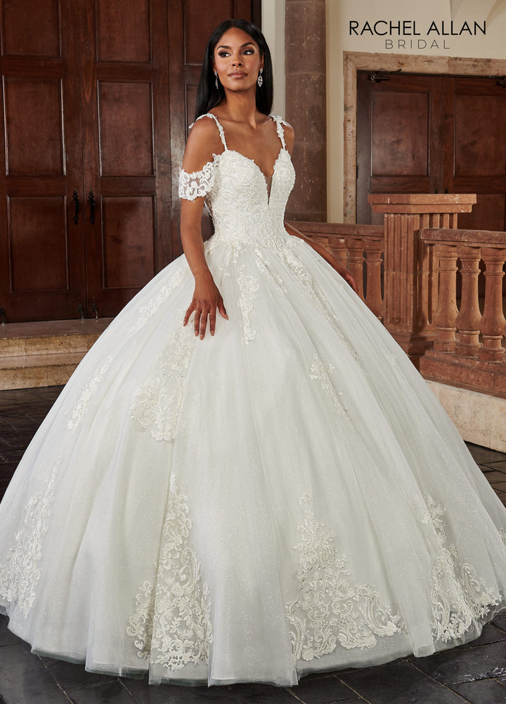 Applique Sweetheart Wedding Gown by Rachel Allan RB6118