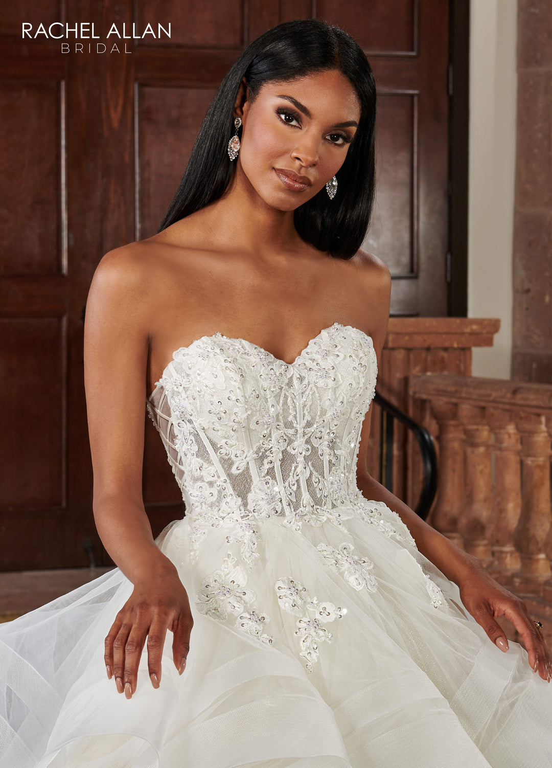 Strapless Ruffled Wedding Gown by Rachel Allan RB6119