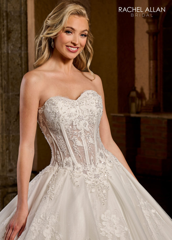 Applique Strapless Wedding Gown by Rachel Allan RB6126