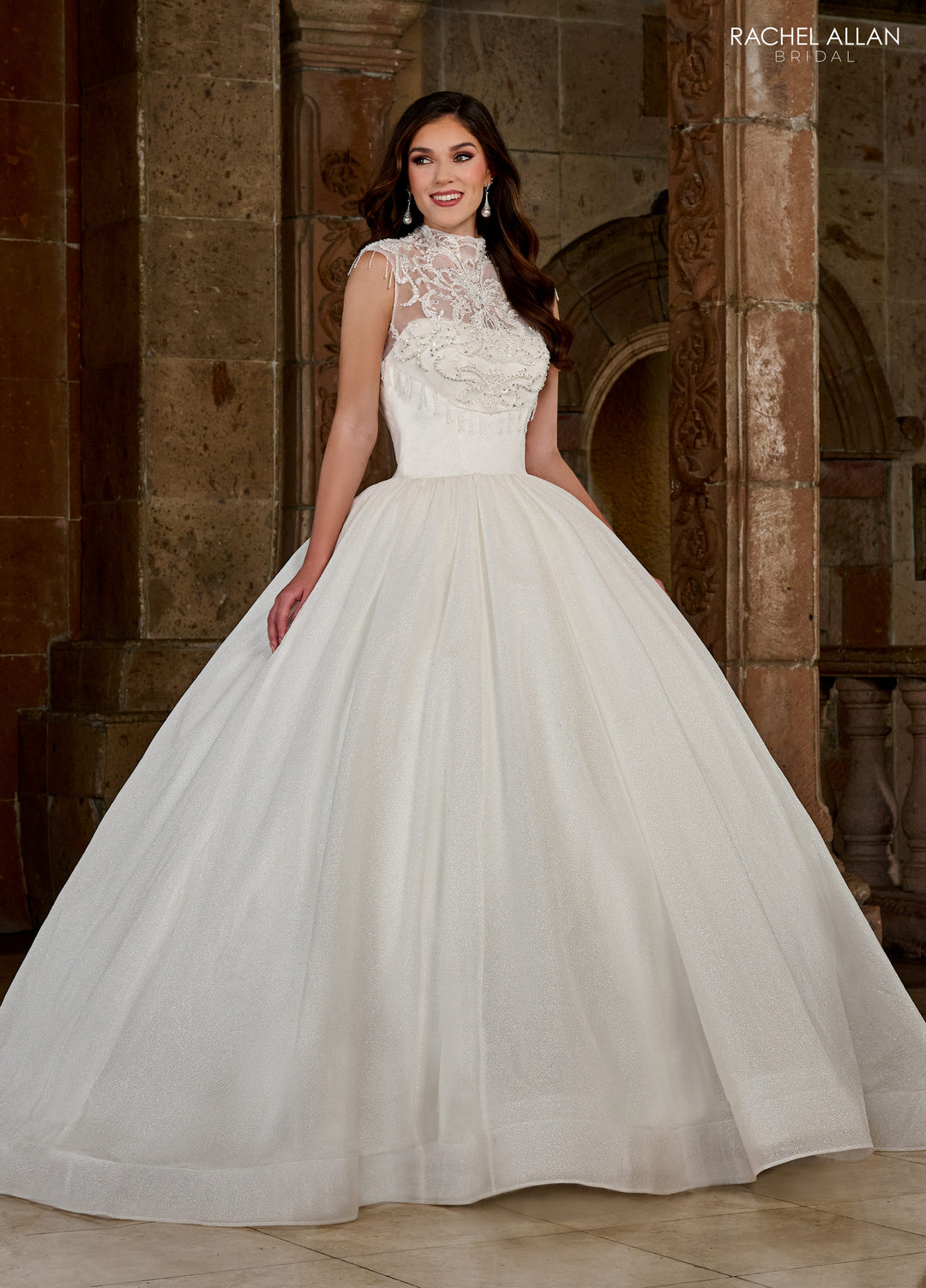 Beaded Fringe Wedding Gown by Rachel Allan RB6135
