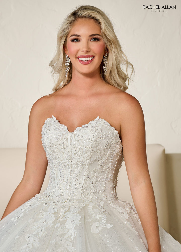 Applique Strapless Wedding Gown by Rachel Allan RB6136