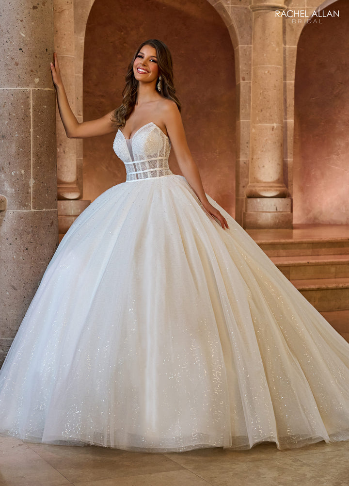 Sequin Strapless Wedding Gown by Rachel Allan RB6141