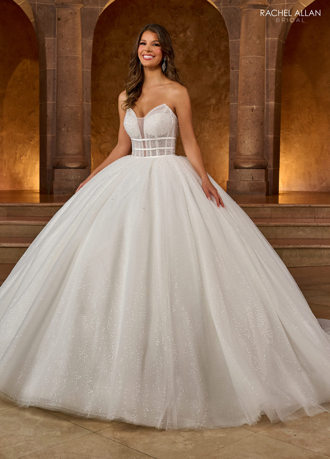 Sequin Strapless Wedding Gown by Rachel Allan RB6141