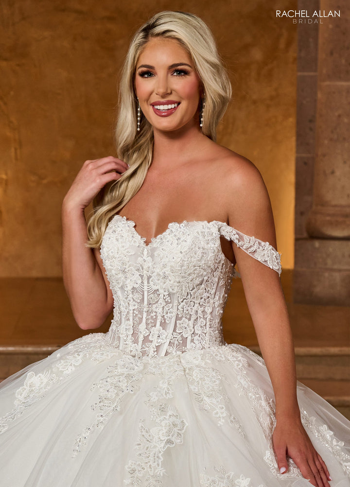 Off Shoulder Layered Bridal Gown by Rachel Allan RB6142