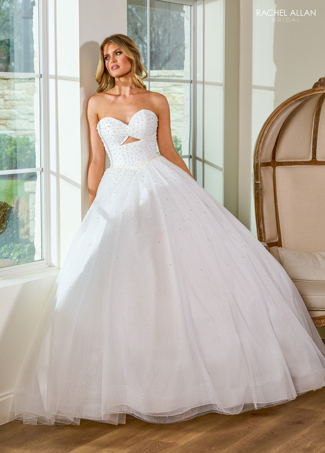 Beaded Strapless Wedding Gown by Rachel Allan RB6148