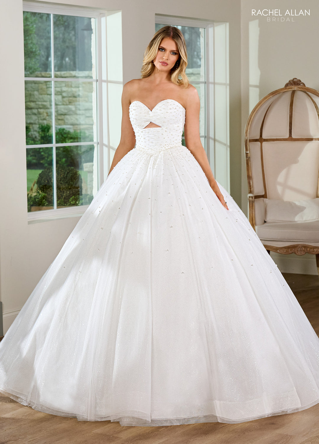 Beaded Strapless Wedding Gown by Rachel Allan RB6148