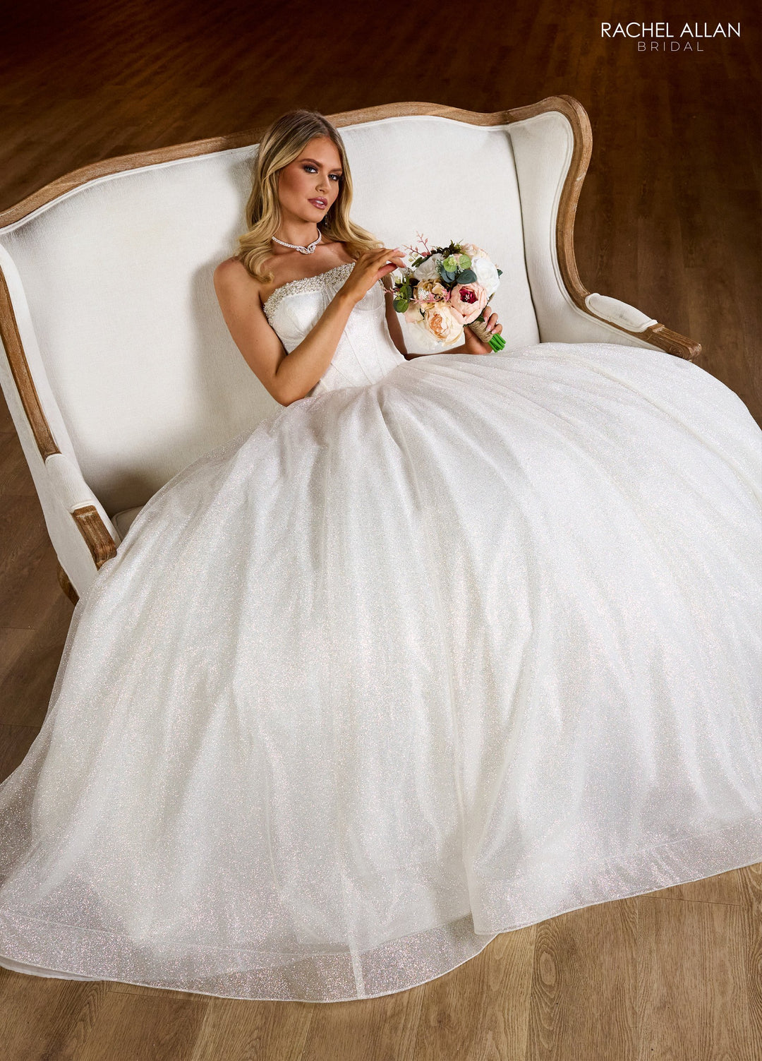Glitter Strapless Wedding Gown by Rachel Allan RB6149