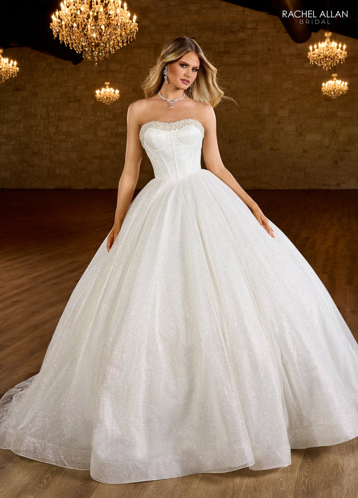 Glitter Strapless Wedding Gown by Rachel Allan RB6149