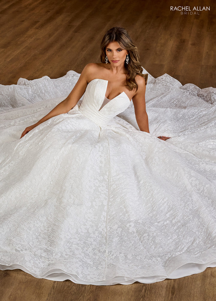 Floral Print Strapless Bridal Gown by Rachel Allan RB6150