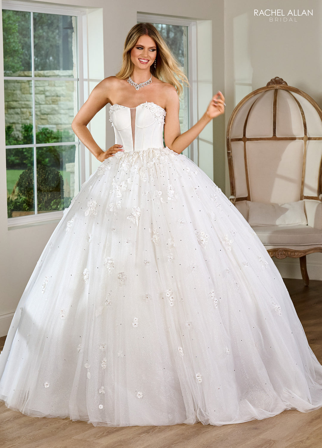 Strapless Puff Sleeve Bridal Gown by Rachel Allan RB6152