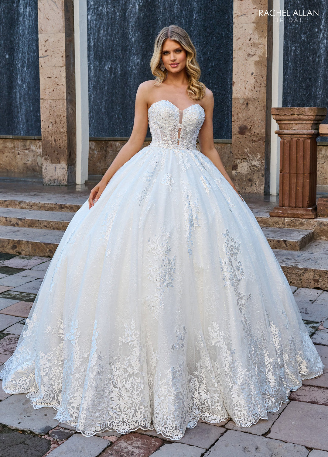 Strapless Puff Sleeve Bridal Gown by Rachel Allan RB6154