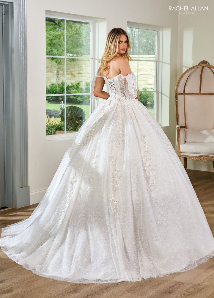 3D Floral Off Shoulder Bridal Gown by Rachel Allan RB6155