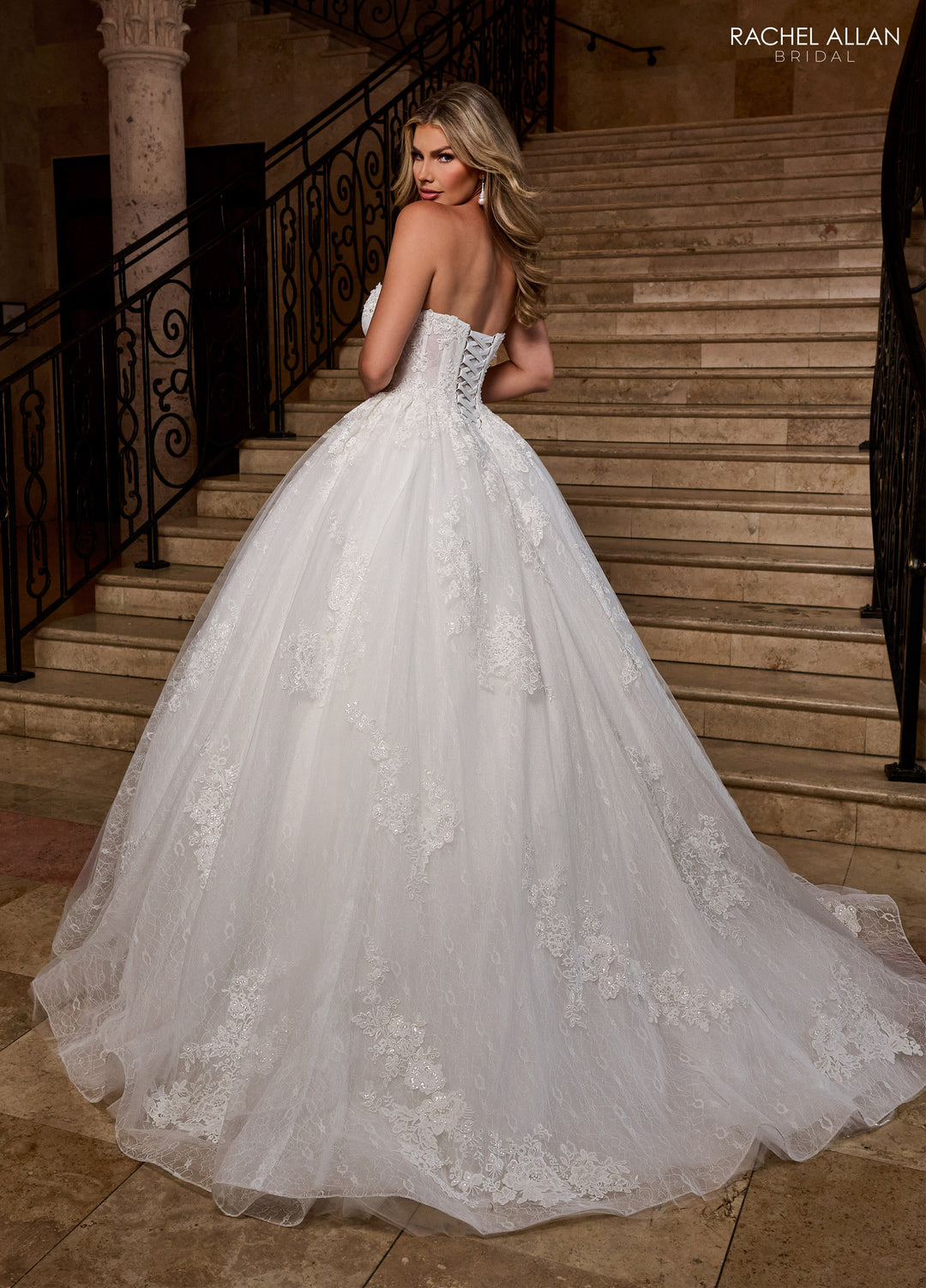 Applique Puff Sleeve Bridal Gown by Rachel Allan RB6163