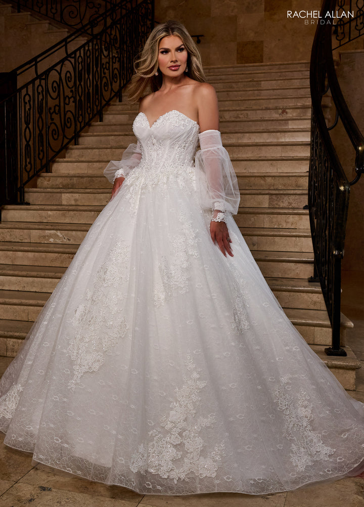 Applique Puff Sleeve Bridal Gown by Rachel Allan RB6163