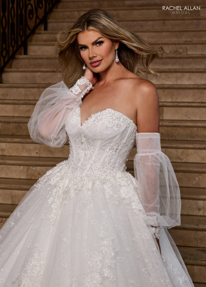 Applique Puff Sleeve Bridal Gown by Rachel Allan RB6163