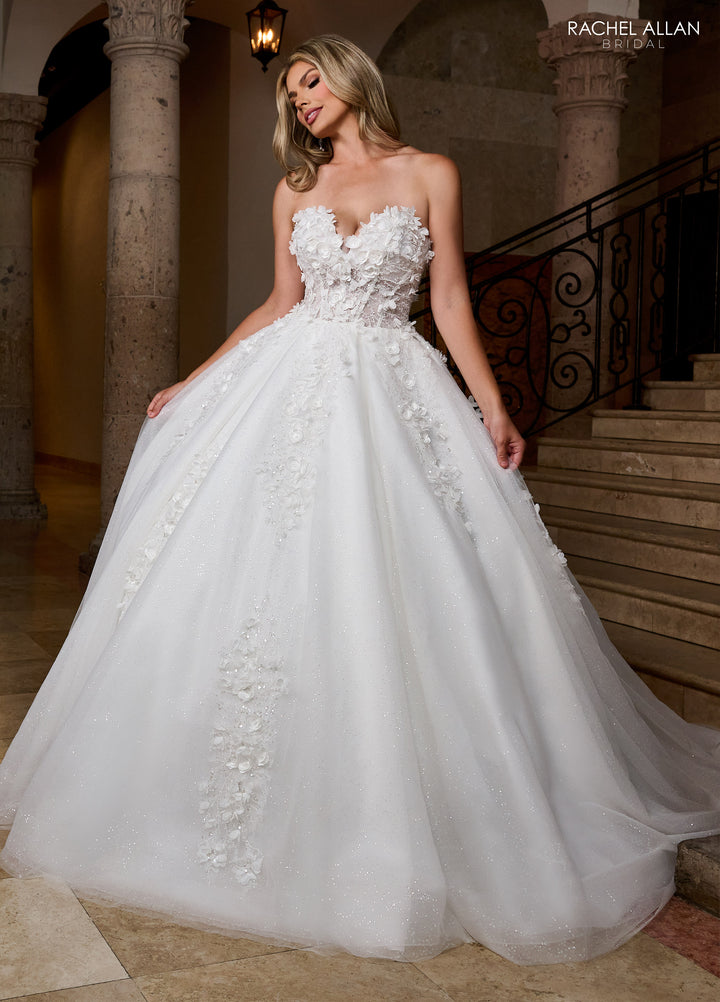 3D Floral Strapless Bridal Gown by Rachel Allan RB6167