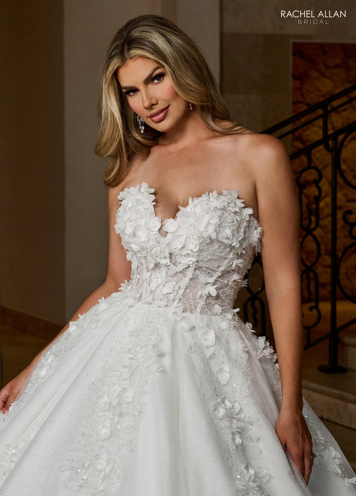 3D Floral Strapless Bridal Gown by Rachel Allan RB6167