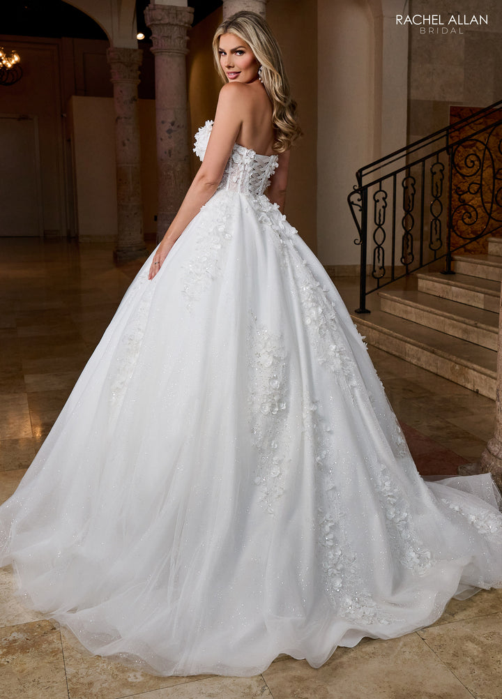 3D Floral Strapless Bridal Gown by Rachel Allan RB6167