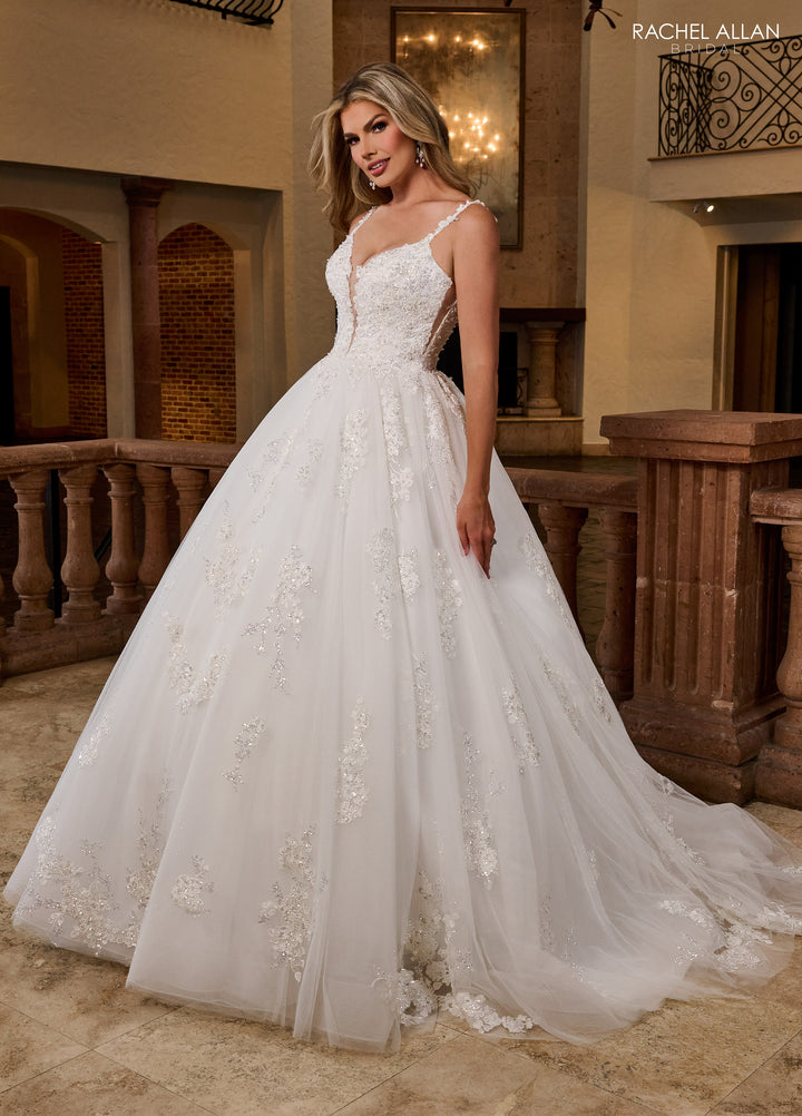 Applique V-Neck Bridal Gown by Rachel Allan RB6171