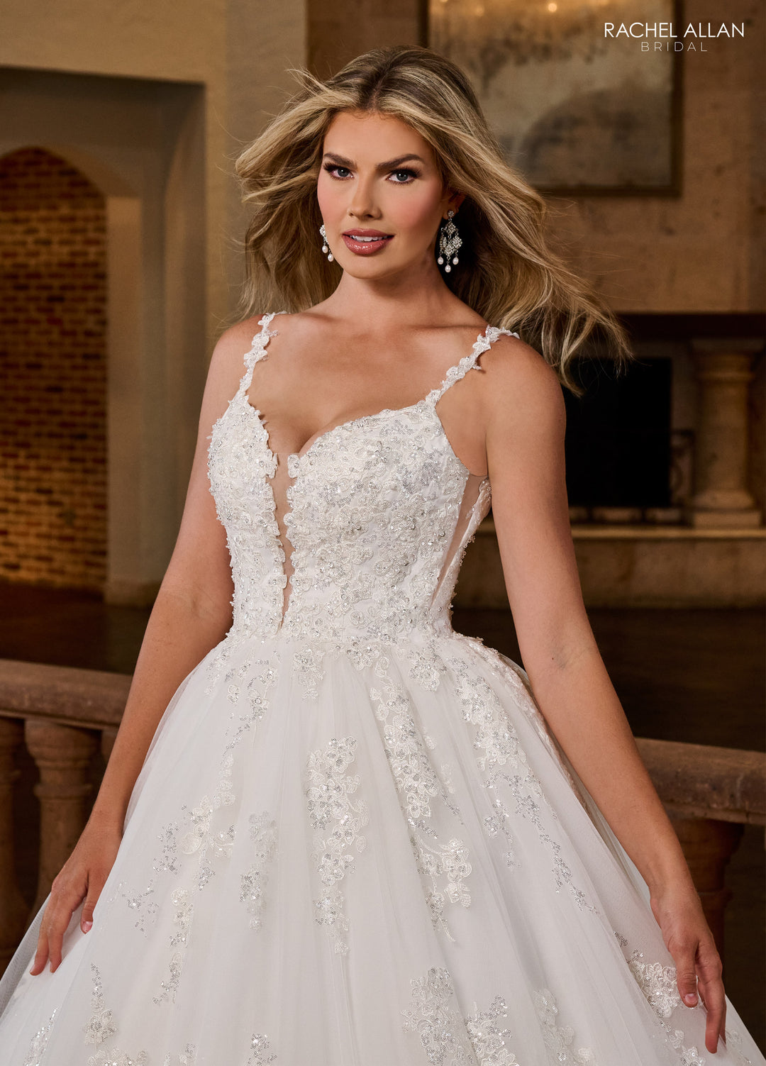 Applique V-Neck Bridal Gown by Rachel Allan RB6171