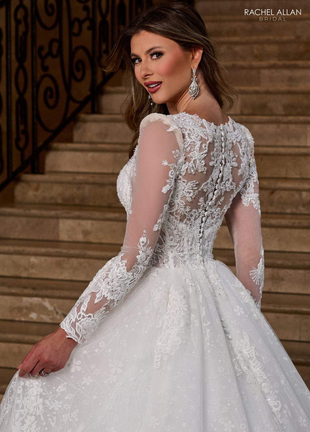 Applique Long Sleeve Bridal Gown by Rachel Allan RB6172