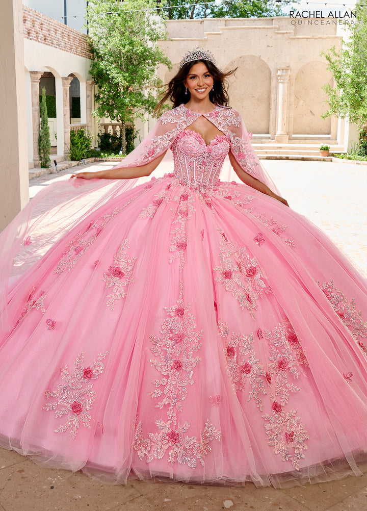 Strapless Cape Quinceanera Dress by Rachel Allan RQ1155