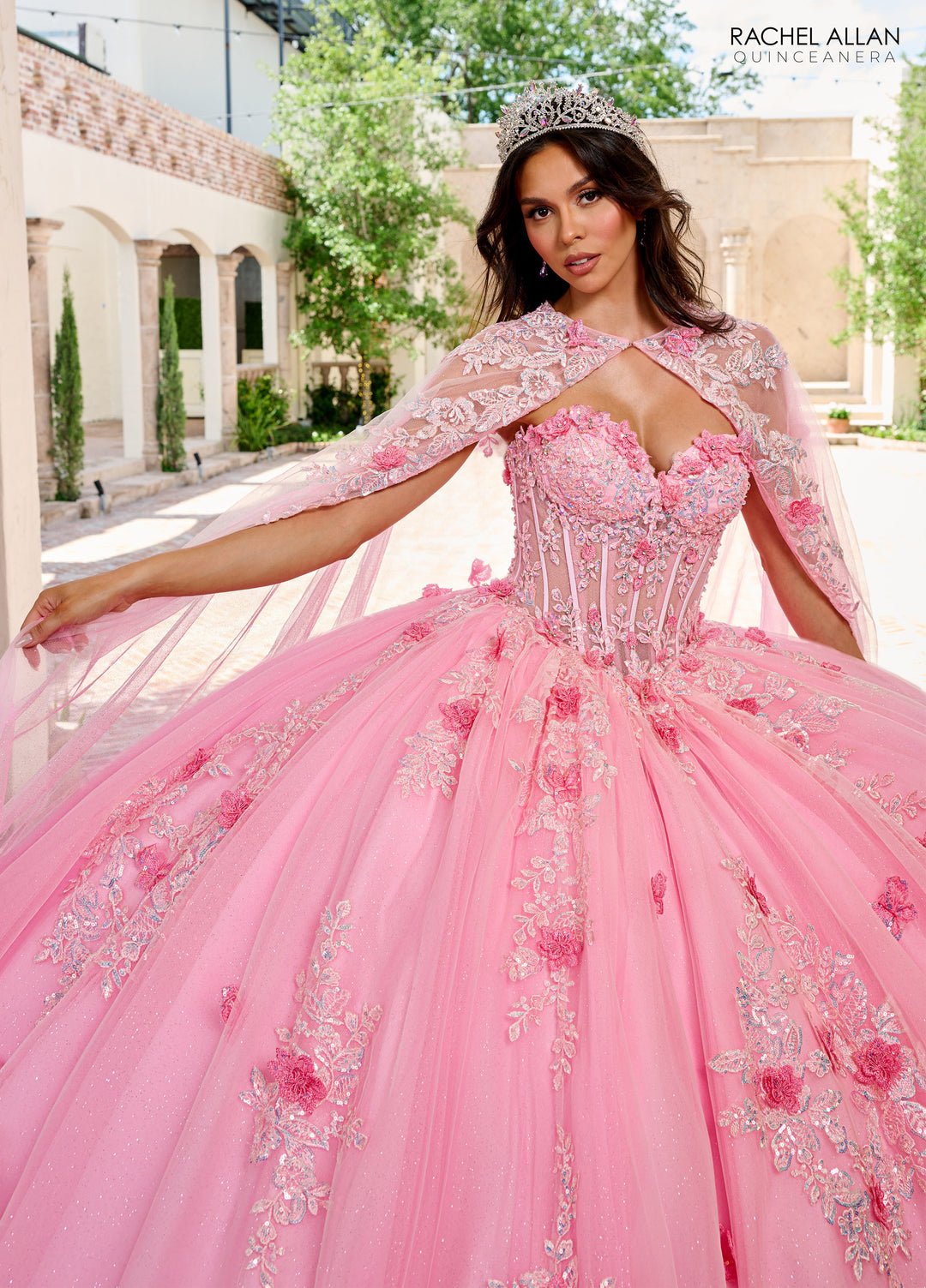 Strapless Cape Quinceanera Dress by Rachel Allan RQ1155