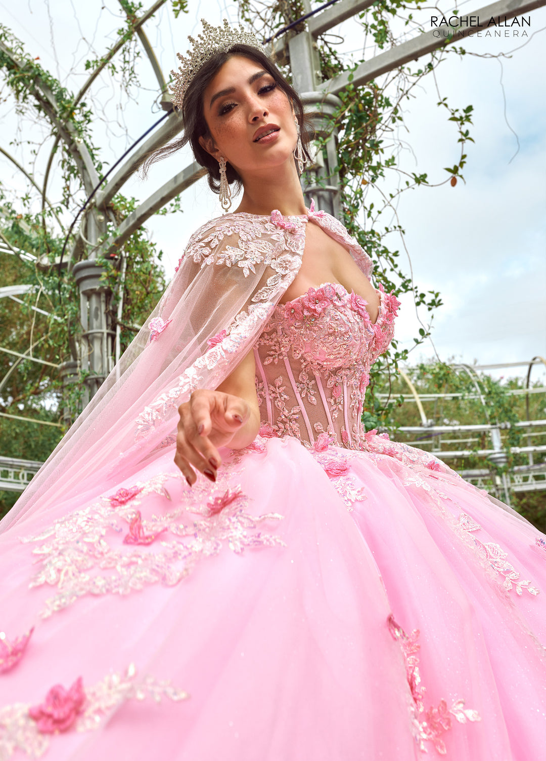 Strapless Cape Quinceanera Dress by Rachel Allan RQ1155