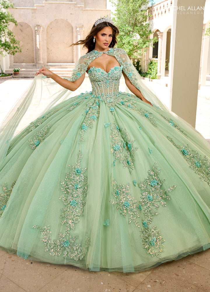 Strapless Cape Quinceanera Dress by Rachel Allan RQ1155