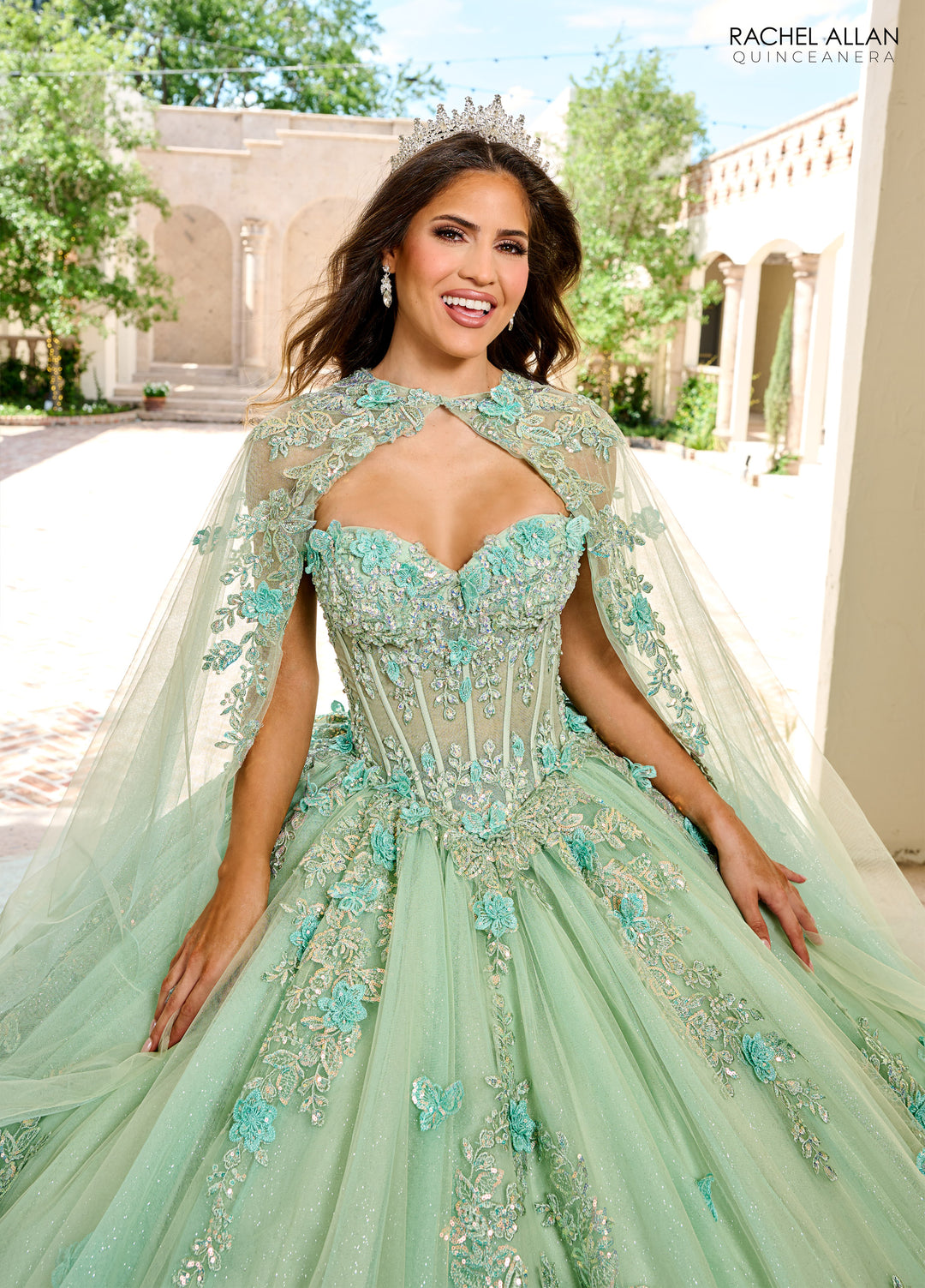 Strapless Cape Quinceanera Dress by Rachel Allan RQ1155