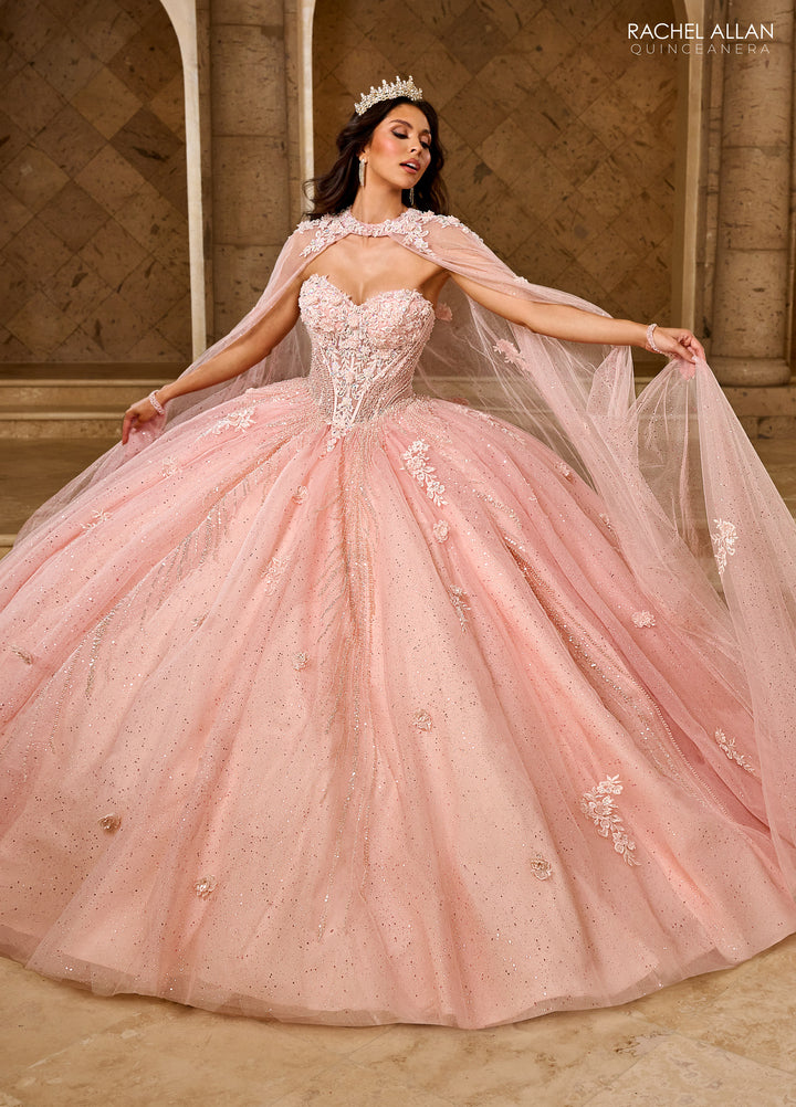 Strapless Cape Quinceanera Dress by Rachel Allan RQ1162