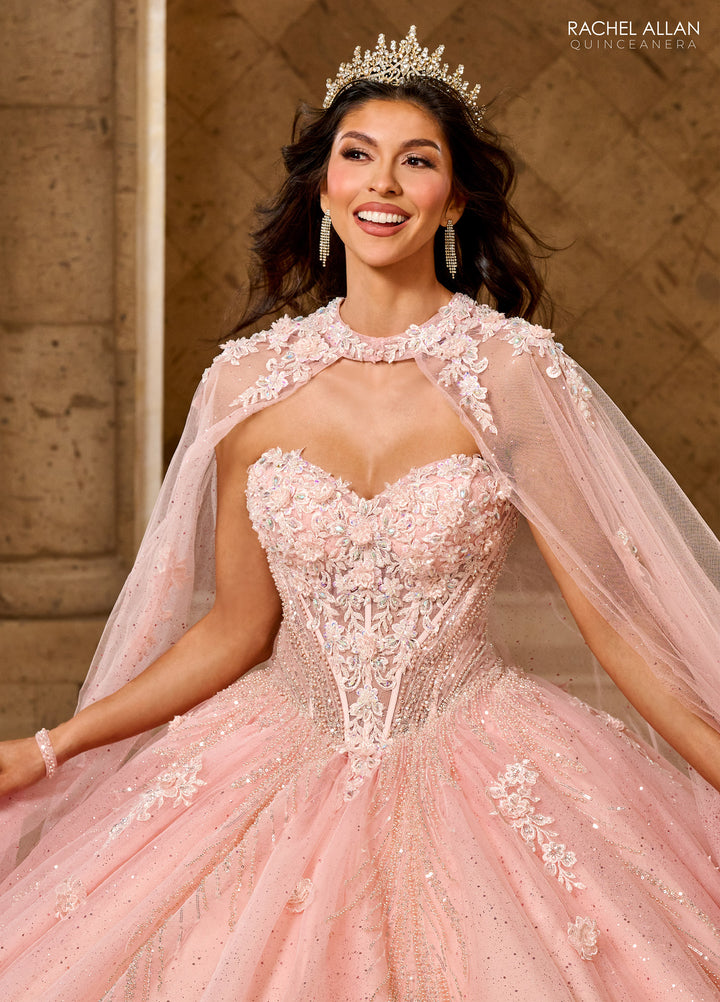 Strapless Cape Quinceanera Dress by Rachel Allan RQ1162